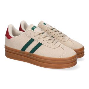 Zapatillas casual de vestir para mujer beige doble suela EV-508