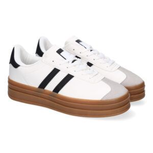 Zapatillas casual de vestir para mujer blancas doble suela EV-508
