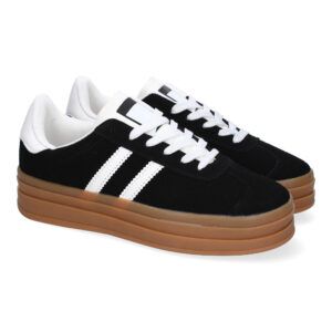 Zapatillas casual de vestir para mujer negras doble suela EV-508
