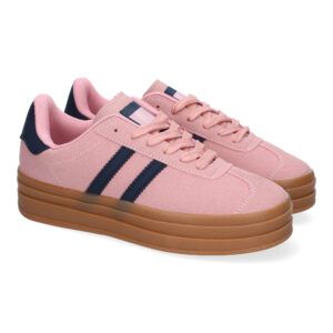 Zapatillas casual de vestir para mujer rosas doble suela EV-508