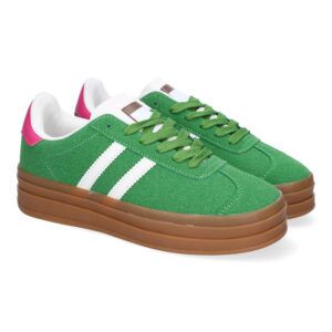Zapatillas casual de vestir para mujer verdes doble suela EV-508