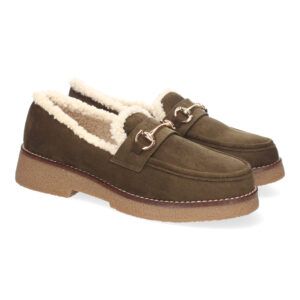 Mocasines mujer verde interior borreguillo FF-3348