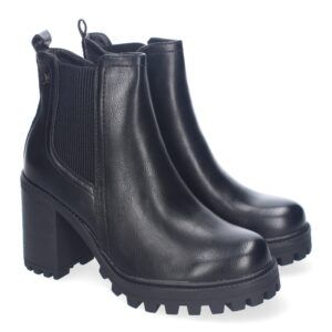 Botines tacón alto mujer estilo chelsea suela dentada negro SA6246