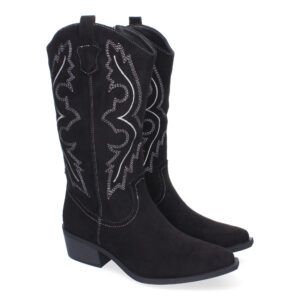 Botas cowboy mujer negras tacón bajo VRA-1161