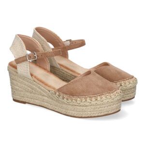 Sandalias de cuña mujer kaki detalle trenzado en pala 5Q92