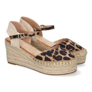 Sandalias de cuña mujer leopardo detalle trenzado en pala 5Q92