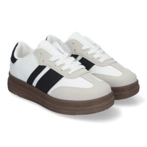 Zapatillas deportivas de vestir blancas y negras mujer T002