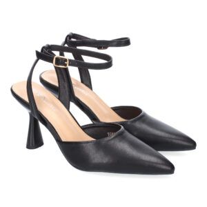 Zapatos con tacón mujer negros estilo salón talón abierto YG827