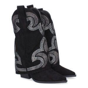 Botas polaina estilo cowboy mujer negras 9657A