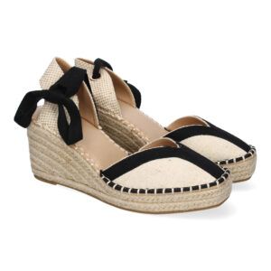 Alpargatas de cuña mujer apricot estilo valenciana cierre cordones CF-5183