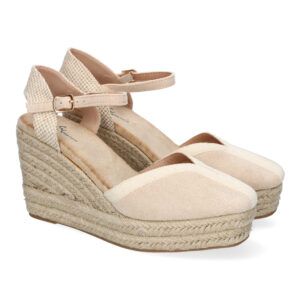 Alpargatas de cuña estilo valenciana mujer beige TF3395