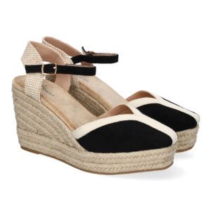 Alpargatas de cuña estilo valenciana mujer negro TF3395