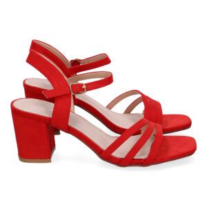 Sandalias de tacón bajo elegantes mujer rojas YG621