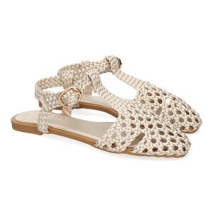 Sandalias planas mujer beige diseño trenzado 1U5