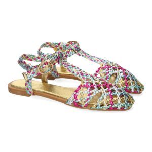 Sandalias planas mujer multicolor diseño trenzado 1U5
