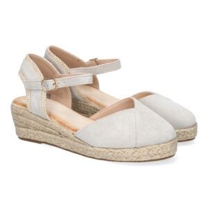 Sandalias de cuña baja mujer grises pala con costura 5U18