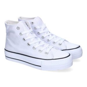 Zapatillas altas de lona mujer azul marino EV-300