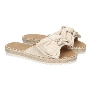 Sandalias planas mujer beige diseño lazo en pala FB-5056