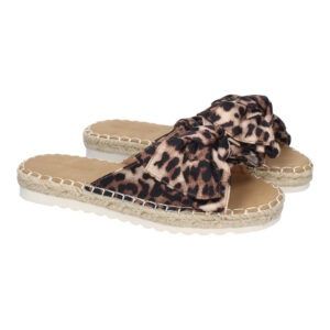 Sandalias planas mujer leopardo diseño lazo en pala FB-5056