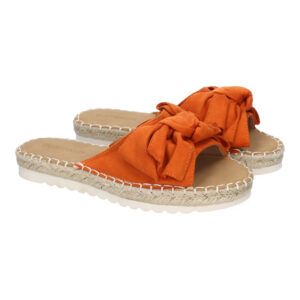 Sandalias planas mujer naranjas diseño lazo en pala FB-5056