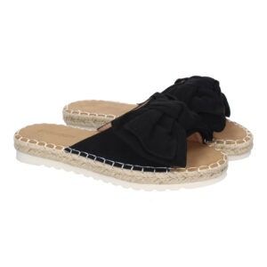Sandalias planas mujer negras diseño lazo en pala FB-5056