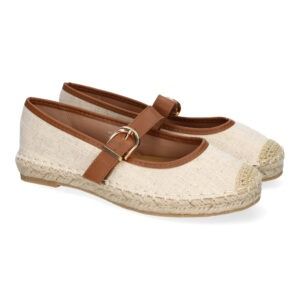 Bailarinas mujer camel estilo alpargatas punta de rafia FB-5066