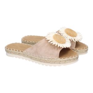 Sandalias planas mujer blancas diseño flor en pala FB-5198