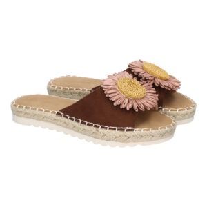 Sandalias planas mujer rosas diseño flor en pala FB-5198
