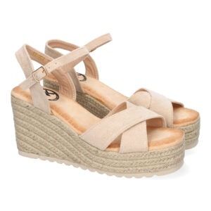 Sandalias de  mujer beige pala cruzada KK-989