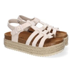 Sandalias de plataforma de yute mujer beige M-260