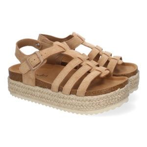 Sandalias de plataforma de yute mujer kaki M-260