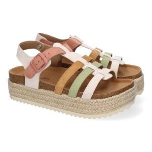 Sandalias de plataforma de yute mujer rosas M-260