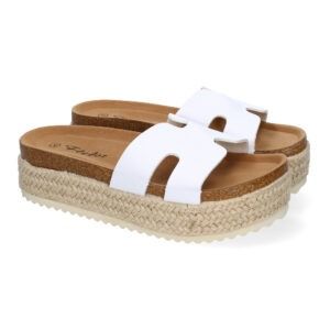 Sandalias de plataforma de yute mujer blanco M-288