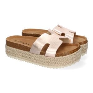 Sandalias de plataforma de yute mujer champán M-288