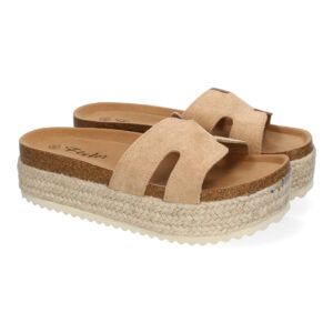 Sandalias de plataforma de yute mujer kaki M-288