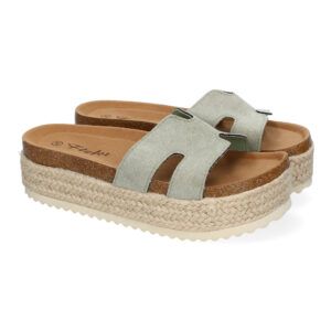 Sandalias de plataforma de yute mujer verde M-288