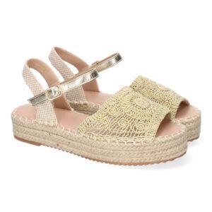 Sandalias planas mujer doradas pala abierta con diseño bordado TF2638