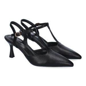 Zapatos de tacón fino mujer talón abierto negro YG853
