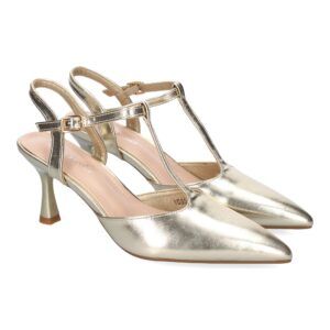 Zapatos de tacón fino mujer talón abierto oro YG853