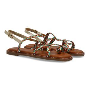 Sandalias planas mujer multicolor diseño tiras finas trenzadas 1U4