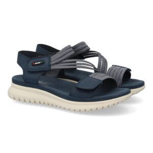 Sandalias planas azul marino con mediasuela ancha y tiras elásticas 23K1688