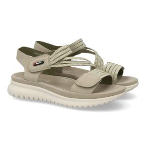 Sandalias planas verdes con mediasuela ancha y tiras elásticas 23K1688
