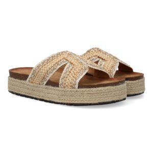 Sandalias planas mujer beige pala estilo boho 3U11
