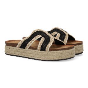 Sandalias planas mujer negras pala estilo boho 3U11