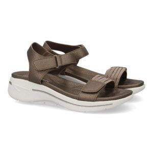 Sandalias planas bronce con mediasuela ancha y tiras elásticas HLS-0691