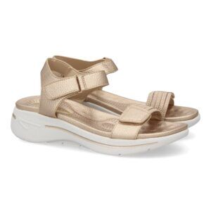 Sandalias planas champán con mediasuela ancha y tiras elásticas HLS-0691