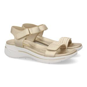 Sandalias planas doradas con mediasuela ancha y tiras elásticas HLS-0691