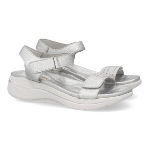 Sandalias planas plateadas con mediasuela ancha y tiras elásticas HLS-0691