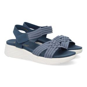 Sandalias planas azules con mediasuela ancha y  tiras elásticas NS-5150