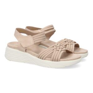 Sandalias planas nude con mediasuela ancha y  tiras elásticas NS-5150